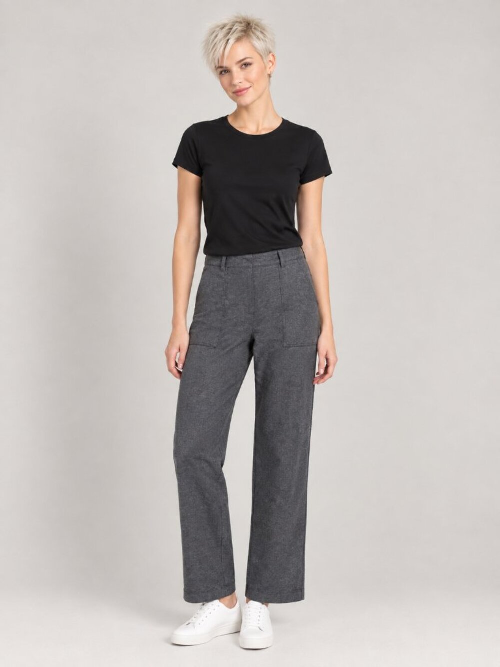 2/$30 Lands' End Starfish Straight Leg Knit Trouser Heather Gray Small #A4802